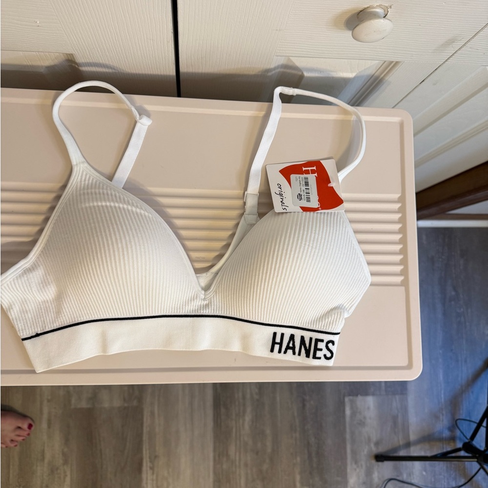 Hanes Ribbed White Bralette